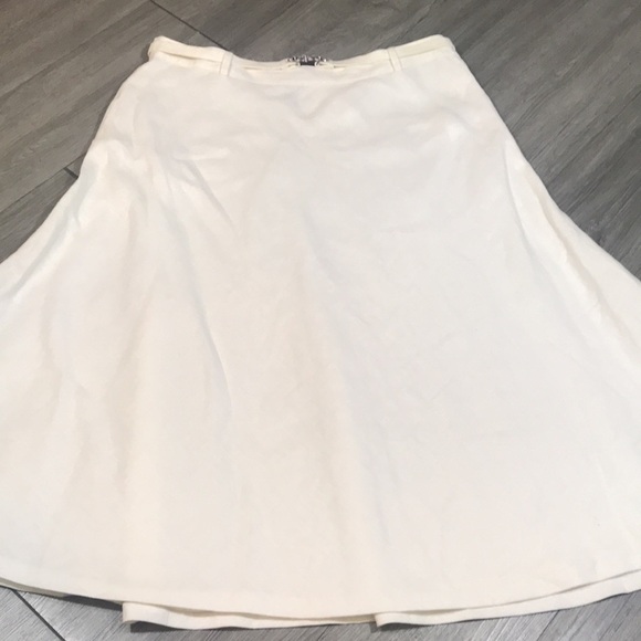 Lauren Ralph Lauren Vintage Off-White A-Line Linen Skirt with Rhinestone Belt - Picture 5 of 9